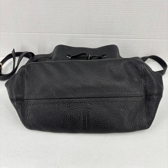 Kate Spade Grey Street Cooper Drawstring Bag Black Leather Gold Tone Crossbody - Picture 9 of 13